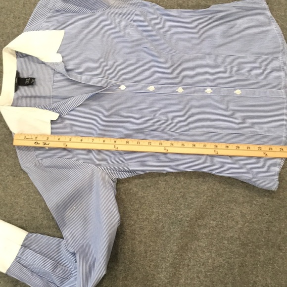 👍$5/Bundle H&M Women Contrasting Collar & Cuffs Button Blouse Sz 10 100% Cotton - Picture 9 of 10